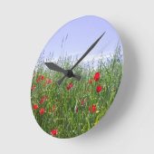 Mohnblumen-Wiesen-Uhr Runde Wanduhr (Winkel)