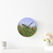 Mohnblumen-Wiesen-Uhr Runde Wanduhr (Zuhause)
