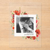 Mohnblumen Wildblumen Verlobung Foto Save the Date Acryleinladungen (Vorderseite)