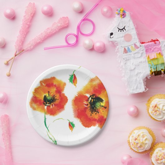 Mohnblumenpapierplatte für Party oder Grillen Pappteller (Party)