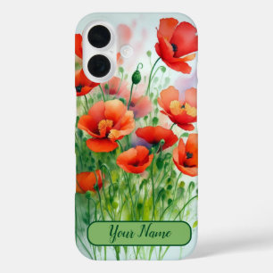 Mohnblumenwiese, Aquarell - iPhone 16 Hülle