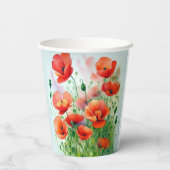 Mohnblumenwiese, Aquarell + Pappbecher (Rückseite)