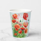 Mohnblumenwiese, Aquarell + Pappbecher (Vorderseite)