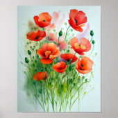 Mohnblumenwiese, Aquarell -  Poster (Vorne)