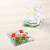 Mohnblumenwiese, Aquarell - Rechteckiger Pappuntersetzer (Vor Ort)