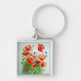 Mohnblumenwiese, Aquarell - Schlüsselanhänger