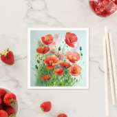 Mohnblumenwiese, Aquarell -   Serviette (Beispiel)