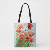 Mohnblumenwiese, Aquarell -  Tasche (Vorderseite)