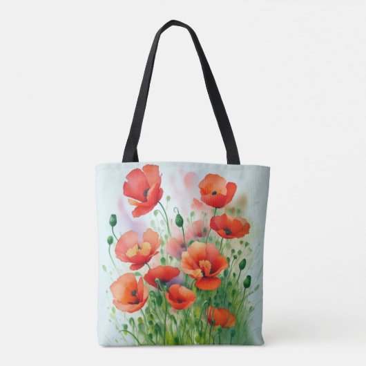 Mohnblumenwiese, Aquarell - Tasche (Rückseite)