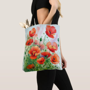Mohnblumenwiese, Aquarell -  Tasche