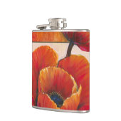 Mohnblüte auf Tan und Orange Hintergrund Flachmann (Links)