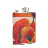 Mohnblüte auf Tan und Orange Hintergrund Flachmann (Rechts)