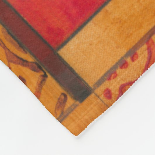 Mohnblüte auf Tan und Orange Hintergrund Fleecedecke (Ecke)