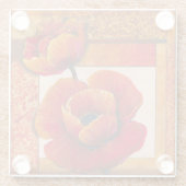 Mohnblüte auf Tan und Orange Hintergrund Glasuntersetzer (Rückseite)