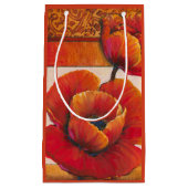 Mohnblüte auf Tan und Orange Hintergrund Kleine Geschenktüte (Vorderseite)