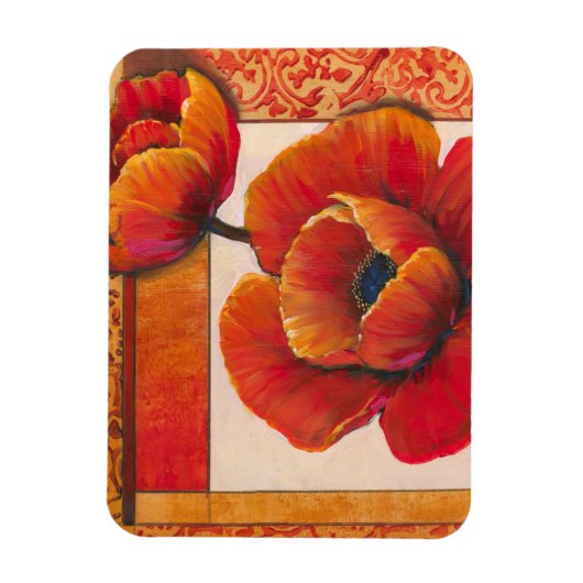 Mohnblüte auf Tan und Orange Hintergrund Magnet (Vertikal)