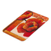 Mohnblüte auf Tan und Orange Hintergrund Magnet (Linke Seite)