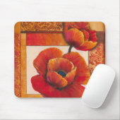 Mohnblüte auf Tan und Orange Hintergrund Mousepad (Mit Mouse)