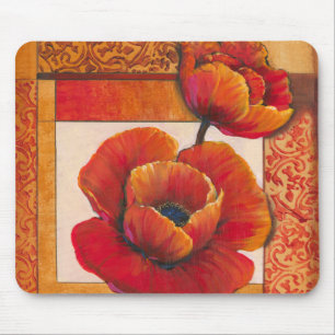 Mohnblüte auf Tan und Orange Hintergrund Mousepad