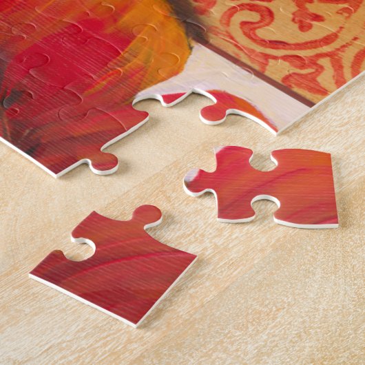 Mohnblüte auf Tan und Orange Hintergrund Puzzle (Seite)