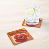 Mohnblüte auf Tan und Orange Hintergrund Rechteckiger Pappuntersetzer (Vor Ort)