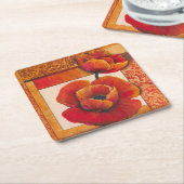 Mohnblüte auf Tan und Orange Hintergrund Rechteckiger Pappuntersetzer (angewinkelt)