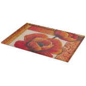 Mohnblüte auf Tan und Orange Hintergrund Schneidebrett (Ecke)