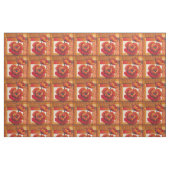Mohnblüte auf Tan und Orange Hintergrund Stoff (Fat Quarter (45,7 x 55,9 cm))