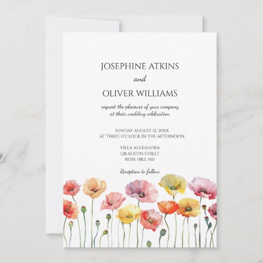 Mohnblüte Blume Einladung Hochzeit (Vorderseite)