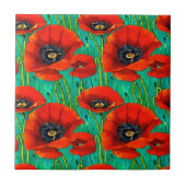 Mohnblüte Blume nahtlos rotes Blumenmuster Fliese (Vorderseite)