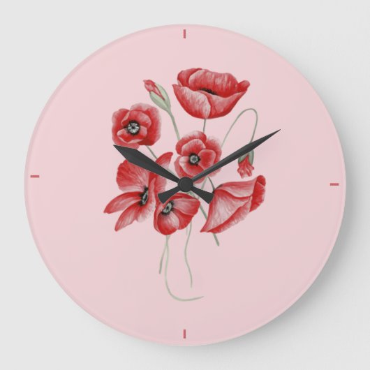 Mohnblüte Große Wanduhr (Vorderseite)