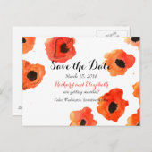 Mohnblüte im Frühjahr Hochzeit Sichern Sie das Dat Ankündigungspostkarte (Vorne/Hinten)