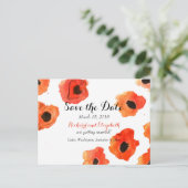 Mohnblüte im Frühjahr Hochzeit Sichern Sie das Dat Ankündigungspostkarte (Stehend Vorderseite)
