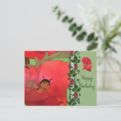 Mohnblüte mit Käfer Postkarte (Stehend Vorderseite)