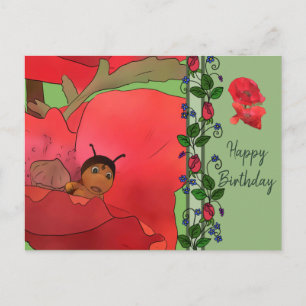 Mohnblüte mit Käfer Postkarte