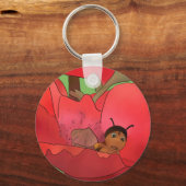 Mohnblüte mit Käfer Schlüsselanhänger (Vorderseite)