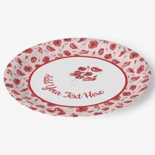 Mohnblüte Pappteller (Schrägansicht)