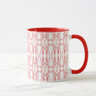 Mohnblüte, Rot-auf-White-Ringer-Kaffee-Tasse Tasse
