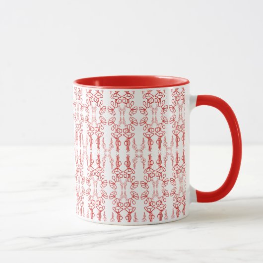 Mohnblüte, Rot-auf-White-Ringer-Kaffee-Tasse Tasse (Rechts)