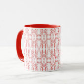 Mohnblüte, Rot-auf-White-Ringer-Kaffee-Tasse Tasse (Vorderseite Links)