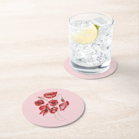 Mohnblüte Runder Pappuntersetzer (Vor Ort)