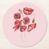 Mohnblüte Runder Pappuntersetzer (Vorderseite)