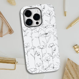 Mohnblüte Schwarz-Weiß-Minimalistische Wildblume Case-Mate iPhone 14 Pro Hülle