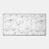 Mohnblüte Schwarz-Weiß-Minimalistische Wildblume Schreibtischunterlage (Vorderseite)