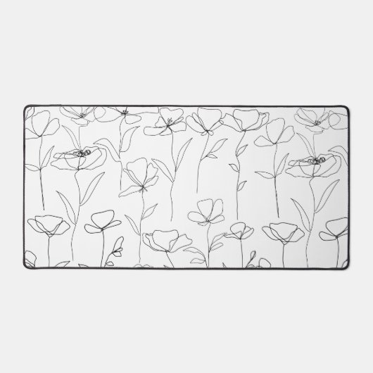 Mohnblüte Schwarz-Weiß-Minimalistische Wildblume Schreibtischunterlage (Vorderseite)