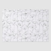 Mohnblüte Schwarz-Weiß-Minimalistische Wildblume Seidenpapier (Vorderseite)