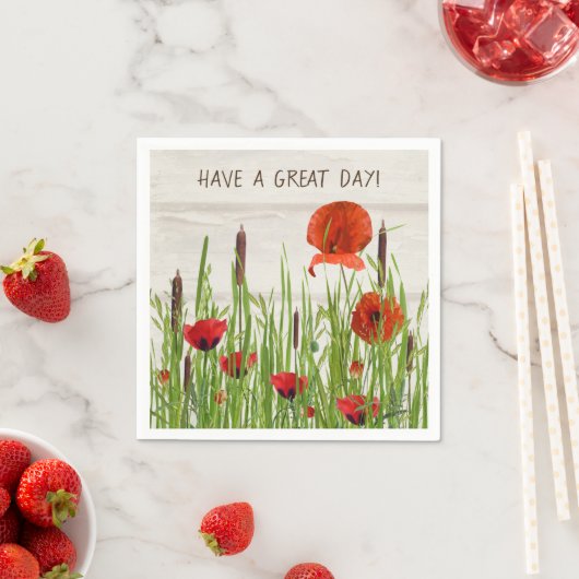 Mohnblüten und Blume Serviette (Beispiel)