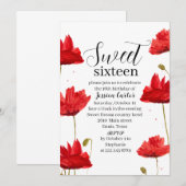 Mohnblütenblüten Süß 16 16 Einladung (Vorne/Hinten)