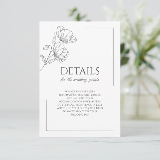 Mohnblütenhochzeit in Chic Blume Begleitkarte (Stehend Vorderseite)