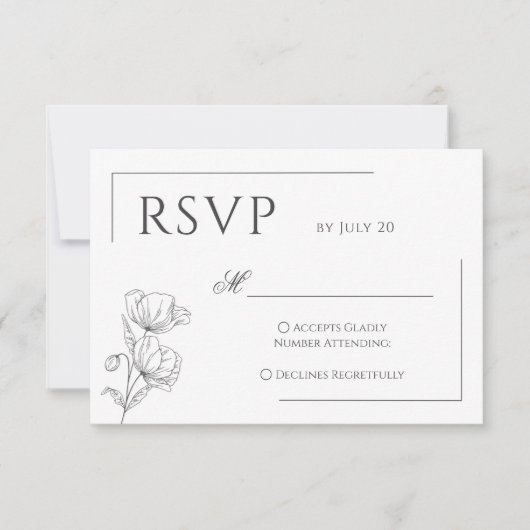 Mohnblütenhochzeit in Chic Blume RSVP Karte (Vorderseite)